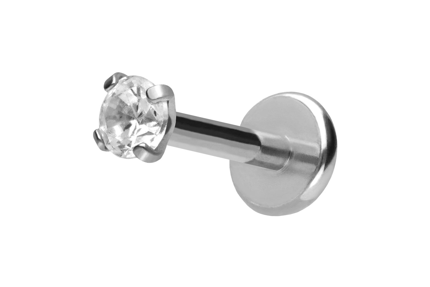 Titan Labret Piercing mit Push Fit EINGEFASSTER KRISTALL